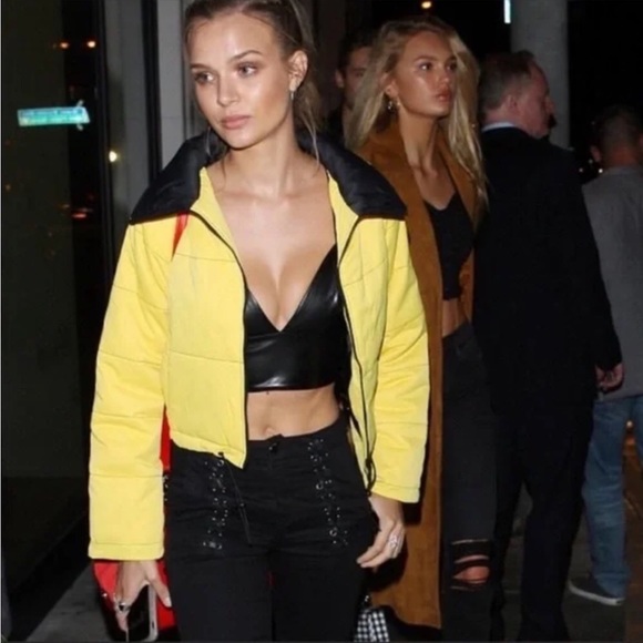 I.AM.GIA Road Warrior "Kill Bill" Yellow & Black Puffer Jacket Bomber Coat Sz Md - Picture 3 of 10